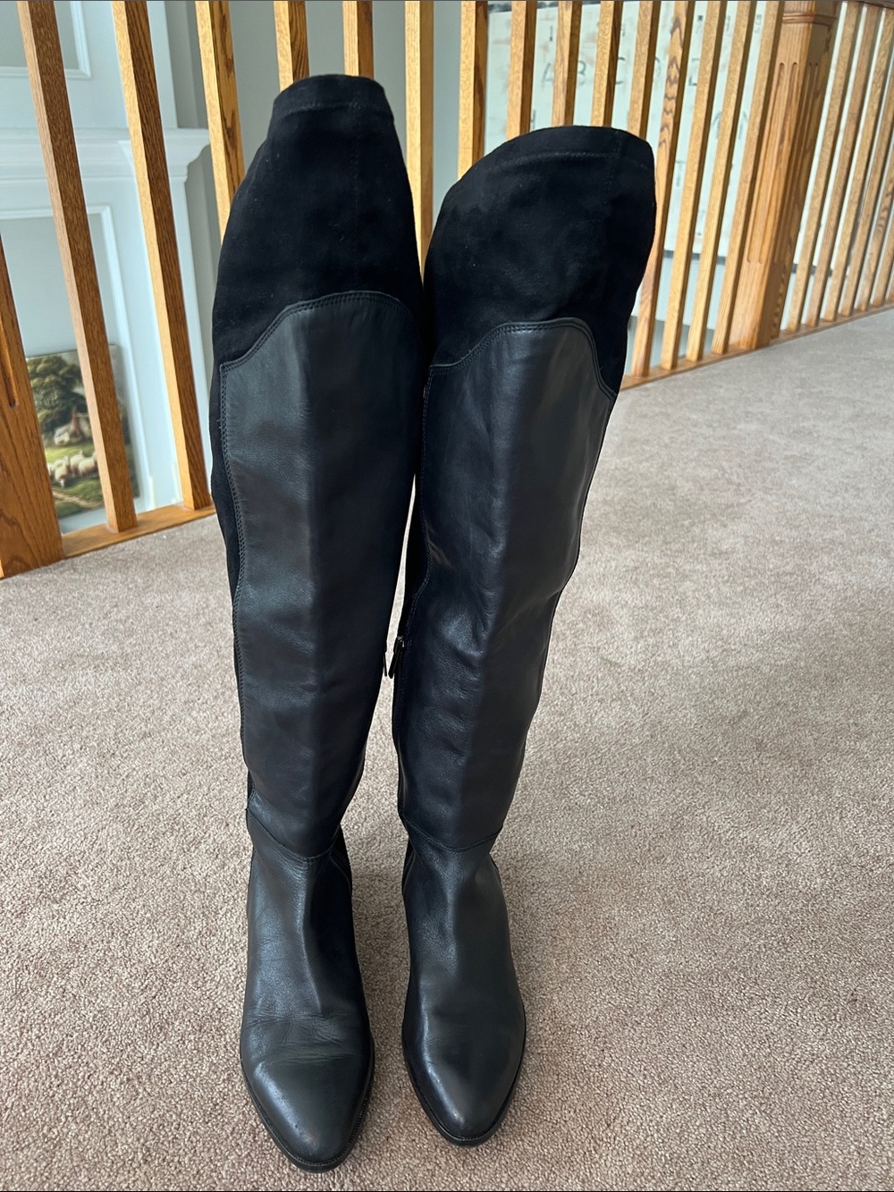 Women's Black Leather Over-the-Knee Boots